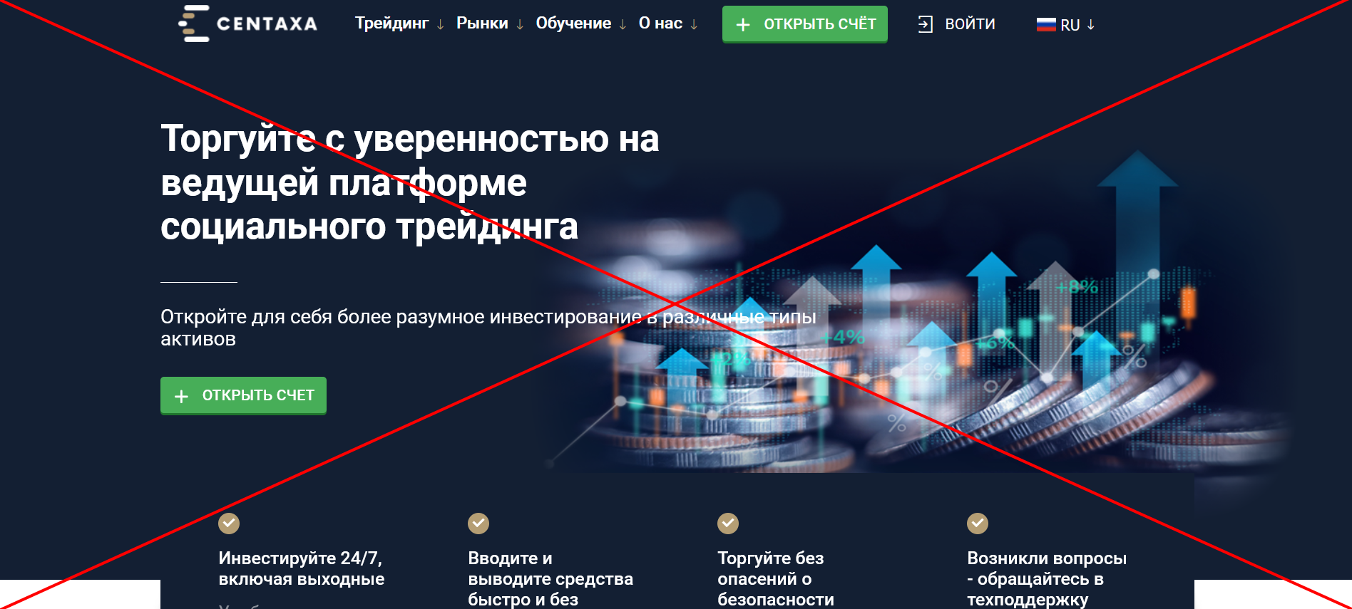 Centaxa (centaxa.pro) мошенники, обман пользователей