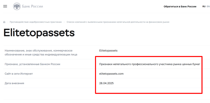 Лицензия Elitetopassets