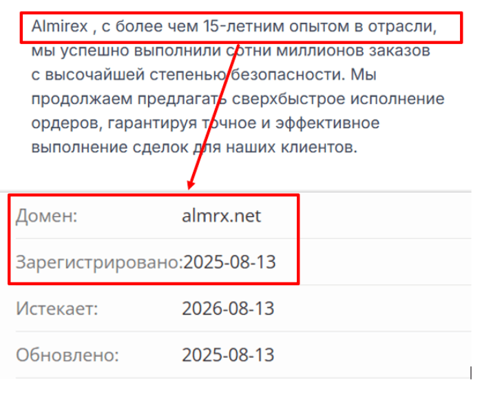 Almirex мошеннический брокер (almrx.net) обзоры и возмещение! 7 Almirex Age
