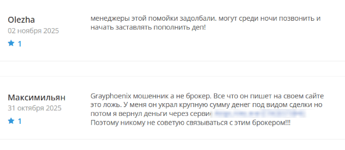 Обзоры мошенничества с брокером Grayphoenix (grayphoenix.com) и кэшбэк! 10 Отзывы о Грейфениксе