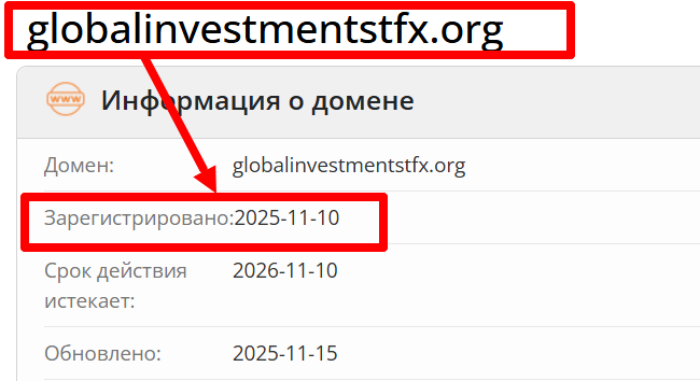 Возраст домена globalinvestmentstfx.org и отзывы