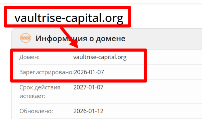 Возраст домена vaultrise-capital.org и отзывы