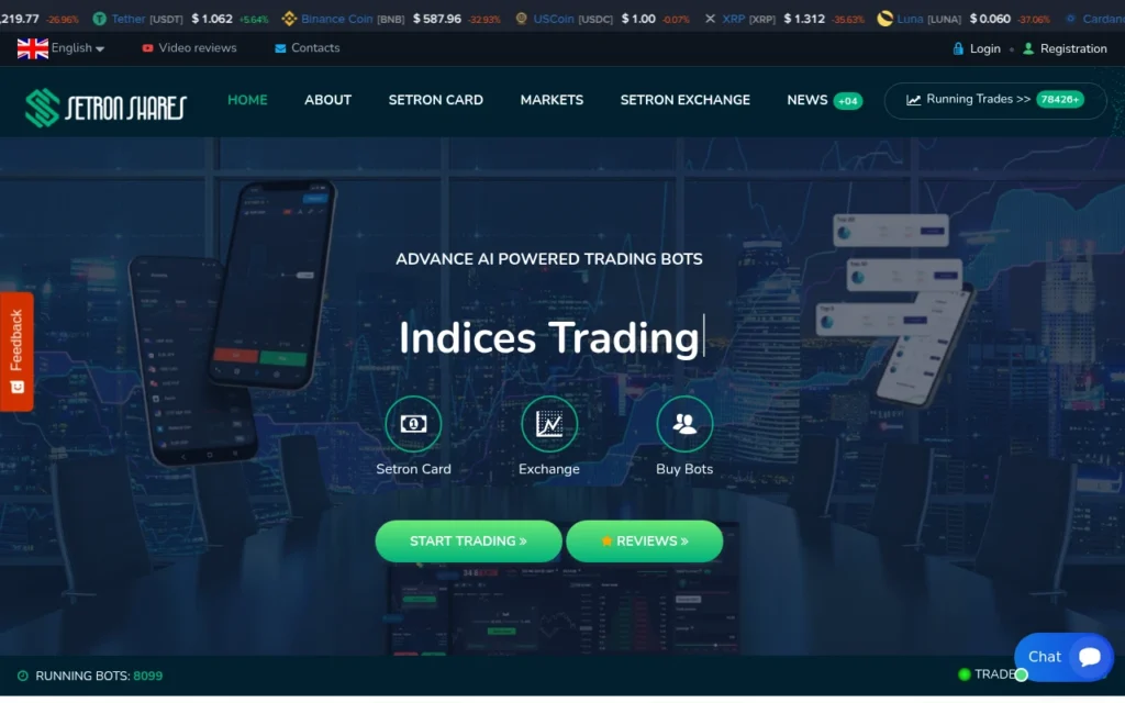 Главная страница Setron Shares — обзор брокера и признаки мошенничества