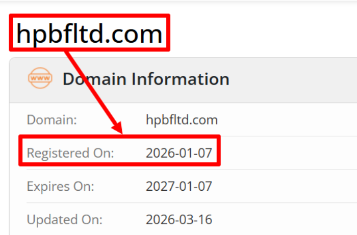 возраст домена hpbfltd.com