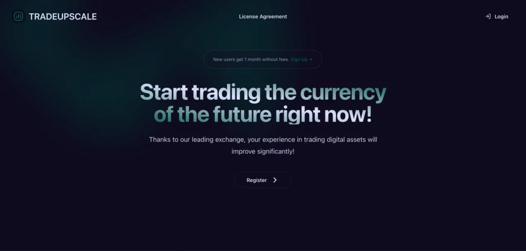 Главная страница Tradeupscale — обзор брокера и признаки мошенничества